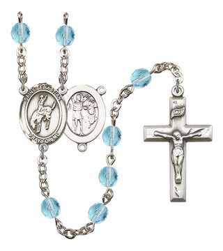 Saint Sebastian and Rodeo Rosary with Aqua Beads