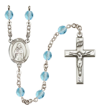 Silver Plated 6mm Fire Polished Saint Samuel Rosary in Aqua