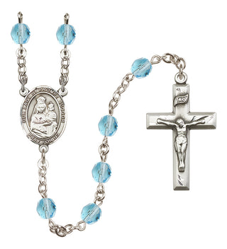 Silver Plated 6mm Fire Polished Our Lady of Prompt Succor Rosary in Aqua