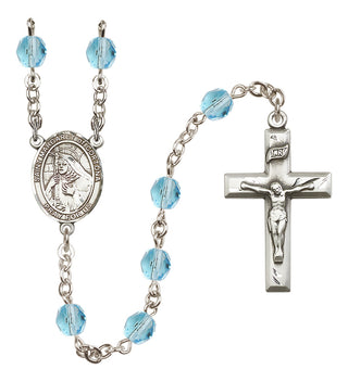 Silver Plated 6mm Fire Polished Saint Margaret of Cortona Rosary in Aqua
