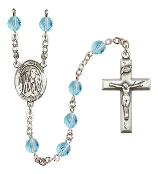 Silver Plated 6mm Fire Polished Saint Polycarp of Smyrna Rosary in Aqua