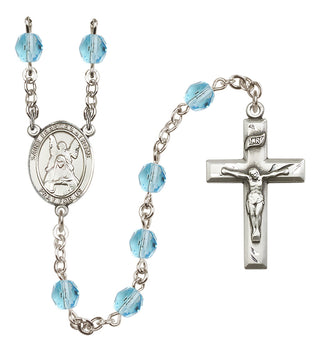 Silver Plated 6mm Fire Polished Saint Frances of Rome Rosary in Aqua