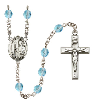 Silver Plated 6mm Fire Polished Saint Regis Rosary in Aqua