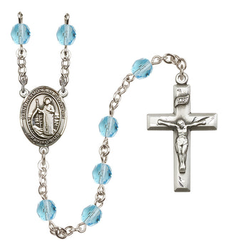 Silver Plated 6mm Fire Polished Saint Raymond of Penafort Rosary in Aqua