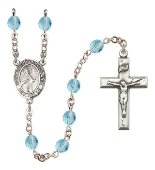 Silver Plated 6mm Fire Polished Saint Anthony Mary Claret Rosary in Aqua