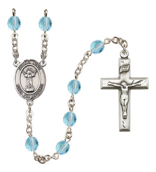 Silver Plated 6mm Fire Polished Divino Nino Rosary in Aqua