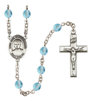 Silver Plated 6mm Fire Polished Saint Jose Sanchez del Rio Rosary in Aqua