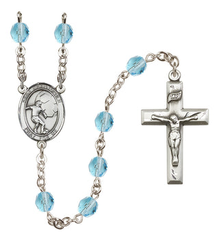Silver-Plated 6mm Saint Christopher/Soccer Rosary