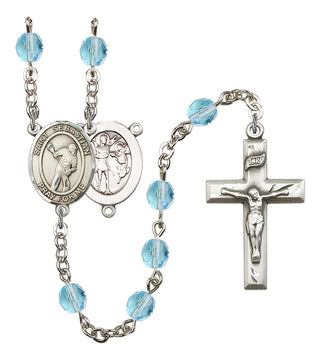 Saint Sebastian and Lacrosse Rosary with Aqua Beads