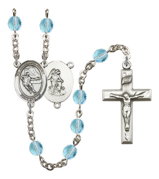 Guardian Angel and Hockey Rosary with Aqua Beads