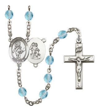 Guardian Angel and Tennis Rosary with Aqua Beads