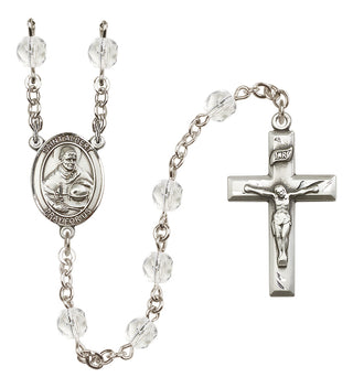 Silver Plated 6mm Fire Polished Saint Albert the Great Rosary in Crystal