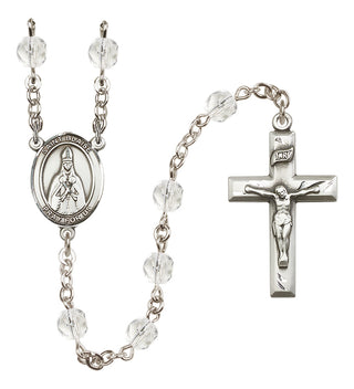 Silver Plated 6mm Fire Polished Saint Blaise Rosary in Crystal