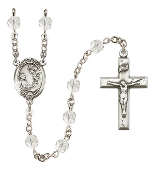 Silver Plated 6mm Fire Polished Saint Cecilia Rosary in Crystal
