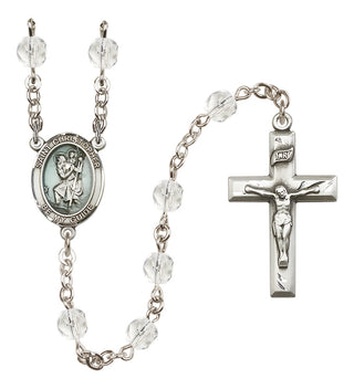 Silver-Plated 6mm Saint Christopher  Engraved Catholic Rosaries