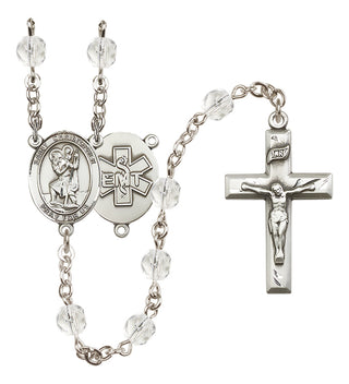 Saint Christopher and EMT Rosary with Crystal Beads