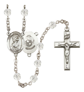 Silver-Plated 6mm Saint Christopher / Marines Rosary