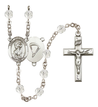 Silver-Plated 6mm Saint Christopher / Paratrooper Rosary