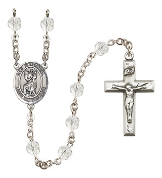 Silver Plated 6mm Fire Polished San Cristobal Rosary in Crystal