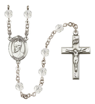 Silver-Plated 6mm Saint Edward the Confessor  Engraved Catholic Rosaries