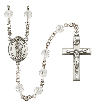 Silver Plated 6mm Fire Polished Saint Florian Rosary in Crystal