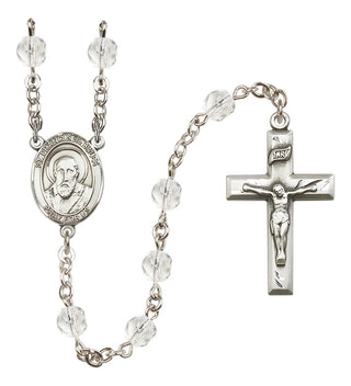Silver Plated 6mm Fire Polished Saint Francis de Sales Rosary in Crystal