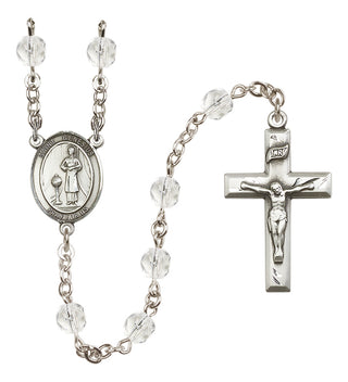 Silver-Plated 6mm Saint Genesius of Rome  Engraved Catholic Rosaries
