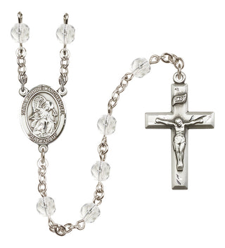 Silver-Plated 6mm Saint Gabriel the Archangel  Engraved Catholic Rosaries