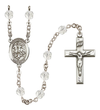 Silver-Plated 6mm Saint George  Engraved Catholic Rosaries