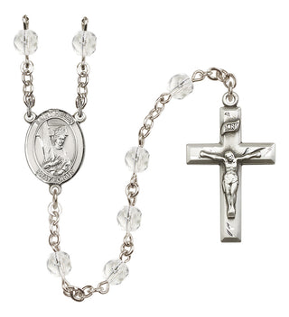 Silver Plated 6mm Fire Polished Saint Helen Rosary in Crystal