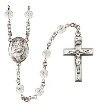 Silver Plated 6mm Fire Polished Saint Jason Rosary in Crystal