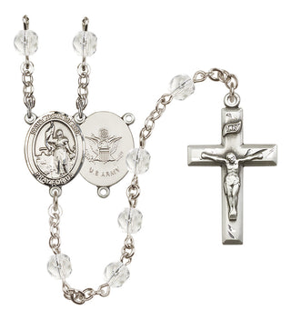 Silver Plated 6mm Fire Polished Saint Joan of Arc / Army Rosary in Crystal