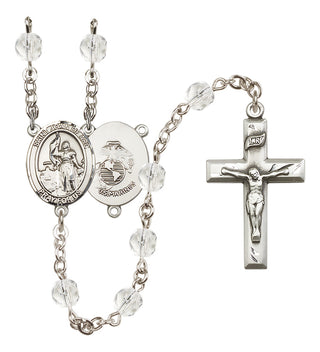 Silver Plated 6mm Fire Polished Saint Joan of Arc / Marines Rosary in Crystal