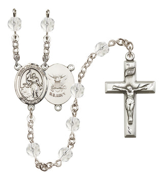 Silver-Plated 6mm Saint Joan of Arc / Navy Rosary