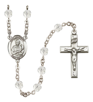 Silver Plated 6mm Fire Polished Saint Lawrence Rosary in Crystal