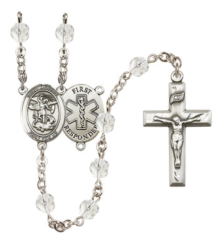 Silver-Plated 6mm Saint Michael/1St Responder Rosary