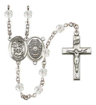 Silver-Plated 6mm Saint Michael the Archangel/Policeman Rosary