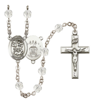 Silver-Plated 6mm Saint Michael / Air Force Rosary