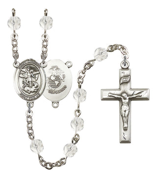 Saint Michael and Marines Rosary with Crystal Beads