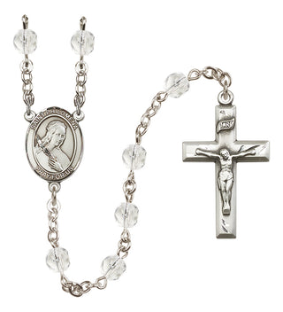 Silver Plated 6mm Fire Polished Saint Philomena Rosary in Crystal