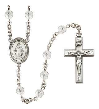 Silver-Plated 6mm Miraculous  Engraved Catholic Rosaries