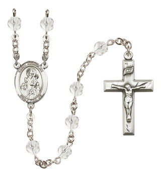 Silver Plated 6mm Fire Polished Saint Nicholas Rosary in Crystal