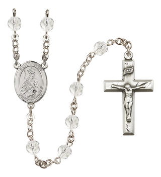 Silver Plated 6mm Fire Polished Saint Louis Rosary in Crystal