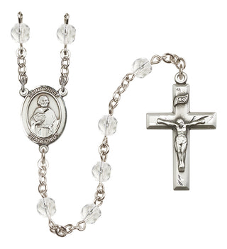 Silver Plated 6mm Fire Polished Saint Philip the Apostle Rosary in Crystal