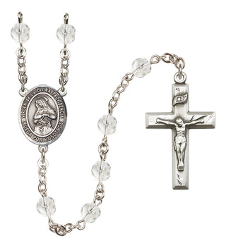Silver Plated 6mm Fire Polished Virgen de la Divina Providencia Rosary in Crystal