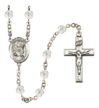Silver Plated 6mm Fire Polished Saint Raymond Nonnatus Rosary in Crystal