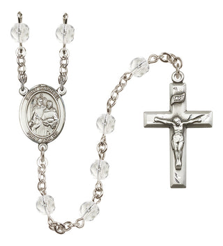 Silver Plated 6mm Fire Polished Saint Raphael the Archangel Rosary in Crystal