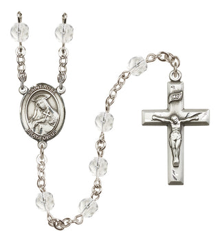 Silver-Plated 6mm Saint Rose of Lima  Engraved Catholic Rosaries