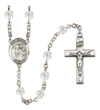 Silver Plated 6mm Fire Polished Saint Sebastian Rosary in Crystal