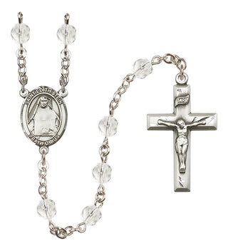 Silver Plated 6mm Fire Polished Saint Edith Stein Rosary in Crystal